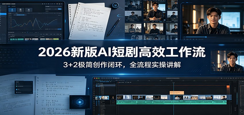 2026新版AI短剧高效工作流：3+2极简创作闭环，全流程实操讲解|小鸡网赚博客