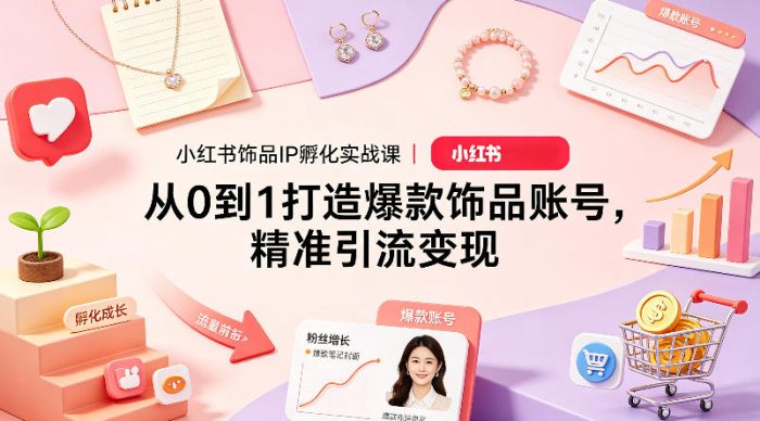 小红书饰品IP孵化实战课｜从0到1打造爆款饰品账号，精准引流变现|小鸡网赚博客