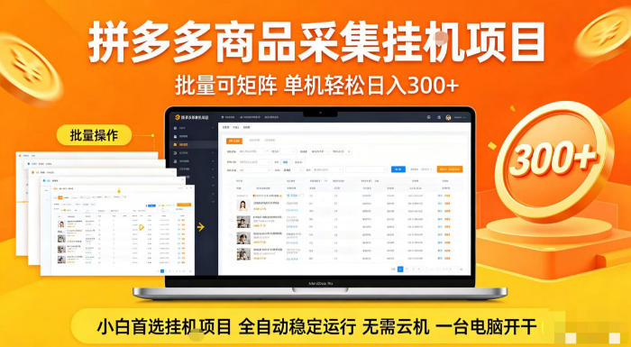 拼多多商品信息全自动采集项目，批量可矩阵，单机轻松日入300+，无需云机一台电脑开干【揭秘】|小鸡网赚博客