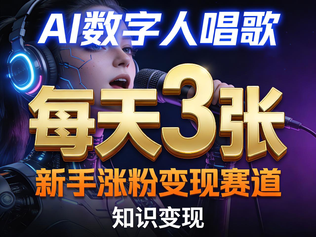 AI数字人唱歌，新手涨粉变现赛道，每天3张和知识付费，副业必备|小鸡网赚博客