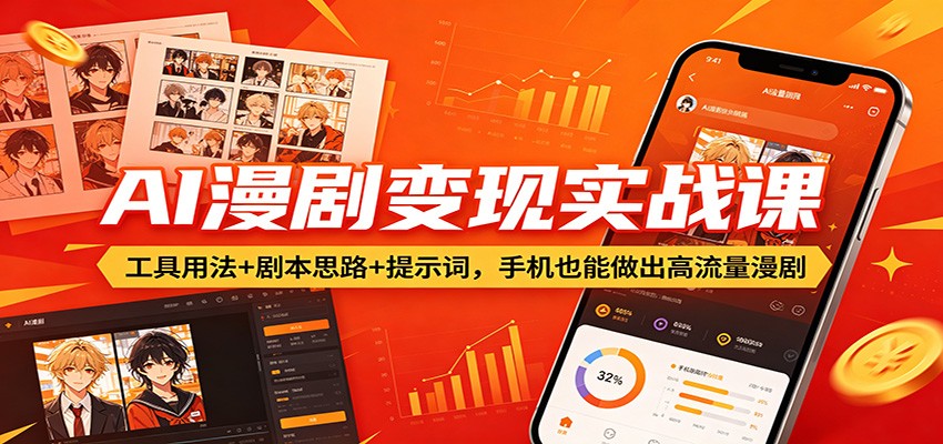 AI漫剧变现实战课：工具用法+剧本思路+提示词，手机也能做出高流量漫剧|小鸡网赚博客