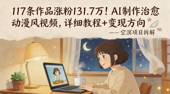 117条作品涨粉131.7W!AI制作治愈动漫风视频,详细教程+变现方向|小鸡网赚博客
