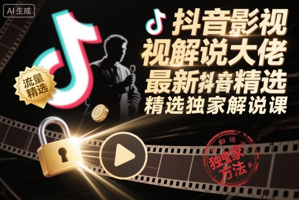 抖音影视解说大佬最新抖音进精选和独家方法，精选独家解说课(更新26年3月)|小鸡网赚博客