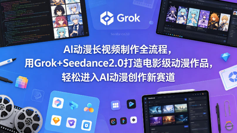 AI动漫长视频制作全流程，用Grok+Seedance2.0打造电影级动漫作品，轻松进入AI动漫创作新赛道|小鸡网赚博客