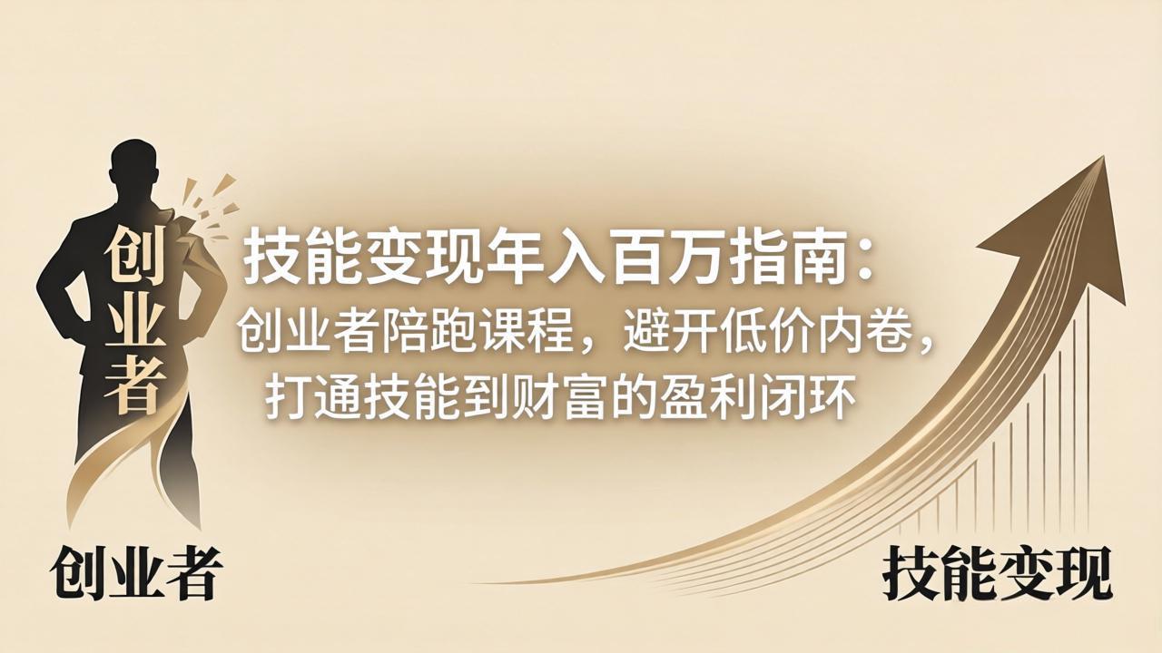 技能变现年入百万指南：创业者陪跑课程，避开低价内卷，打通技能到财富的盈利闭环|小鸡网赚博客