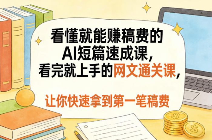 看懂就能賺稿费的AI短篇速成课，看完就上手的网文通关课，让你快速拿到第一笔稿费(更新4月)|小鸡网赚博客
