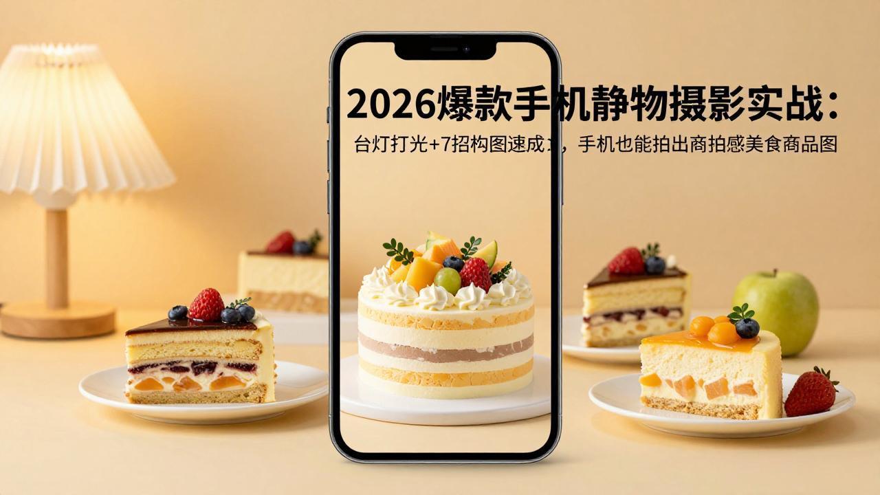 2026爆款手机静物摄影实战：台灯打光+7招构图速成，手机也能拍出商拍感美食商品图|小鸡网赚博客