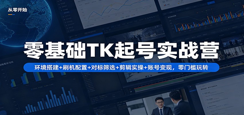 零基础TK起号实战营：环境搭建+ 刷机配置+对标筛选+剪辑实操+账号变现，零门槛玩转|小鸡网赚博客
