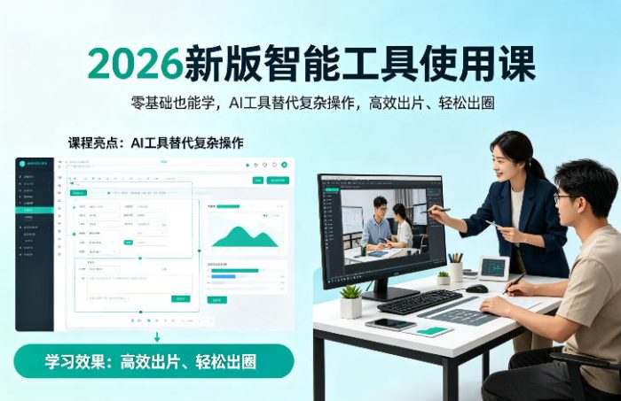 2026新版智能工具使用课，零基础也能学，用AI工具替代复杂操作，高效出片、轻松出圈|小鸡网赚博客