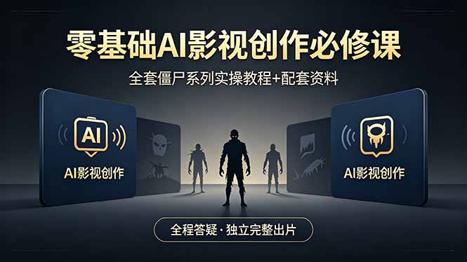 零基础AI影视创作必修课，全套僵尸系列实操教程加配套资料，全程答疑带你独立完整出片|小鸡网赚博客