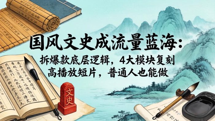 国风文史成流量蓝海：拆爆款底层逻辑，4大模块复刻高播放短片，普通人也能做|小鸡网赚博客