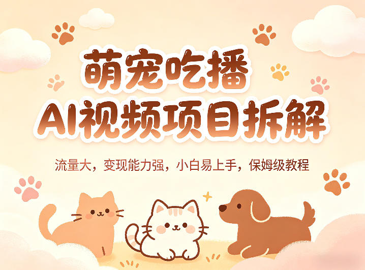 萌宠吃播AI视频项目拆解，流量大，变现能力强，小白易上手，保姆级教程|小鸡网赚博客