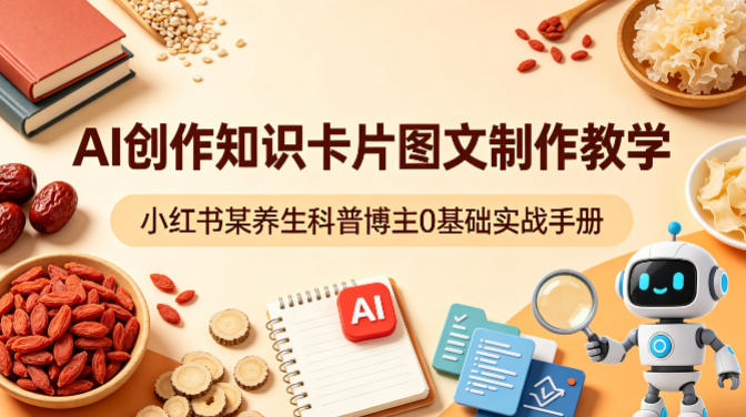 AI创作知识卡片图文制作教学，小红书某养生科普博主0基础实战手册|小鸡网赚博客