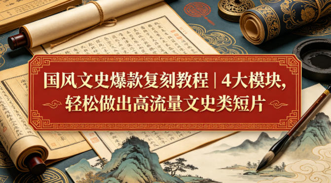 国风文史爆款复刻教程｜4大模块，轻松做出高流量文史类短片|小鸡网赚博客