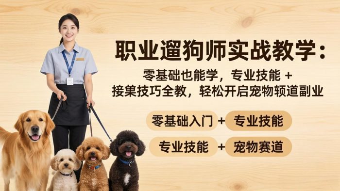 职业遛狗师实战教学:零基础也能学,专业技能 + 接单技巧全教,轻松开启宠物赛道副业|小鸡网赚博客
