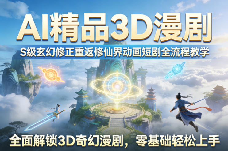 AI精品3D漫剧S级玄幻修正重返修仙界动画短剧全流程教学，全面解锁3D奇幻漫剧，零基础轻松上手|小鸡网赚博客