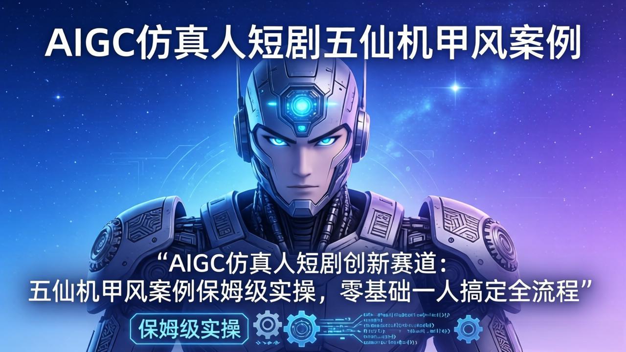 AIGC仿真人短剧创新赛道：五仙机甲风案例保姆级实操，零基础一人搞定全流程|小鸡网赚博客