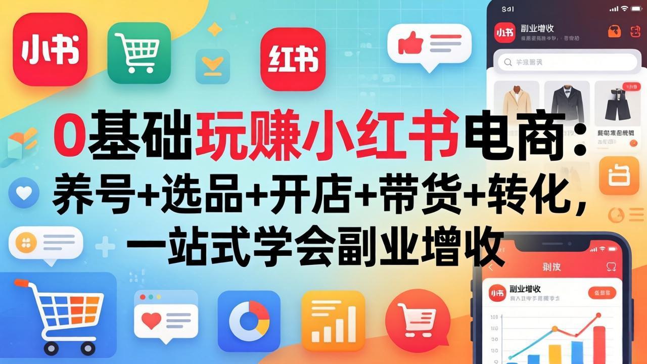 0基础玩赚小红书电商：养号+选品+开店+带货+转化，一站式学会副业增收|小鸡网赚博客