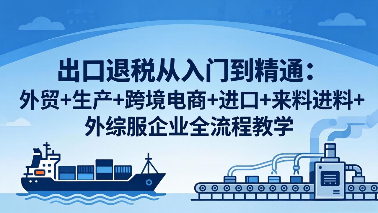 出口退税从入门到精通：外贸+生产+跨境电商+进口+来料进料+外综服企业全流程教学|小鸡网赚博客