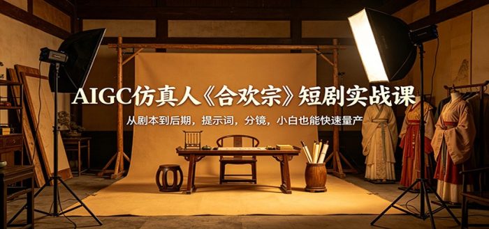 AIGC仿真人《合欢宗》短剧实战课:从剧本到后期,提示词,分镜,小白也能快速量产|小鸡网赚博客