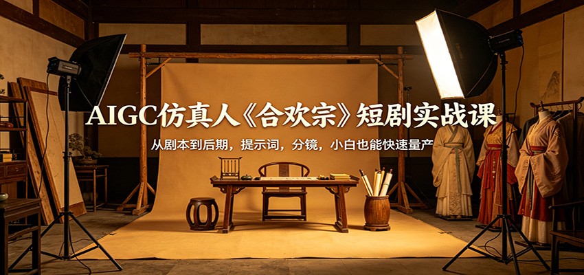 AIGC仿真人《合欢宗》短剧实战课：从剧本到后期，提示词，分镜，小白也能快速量产|小鸡网赚博客