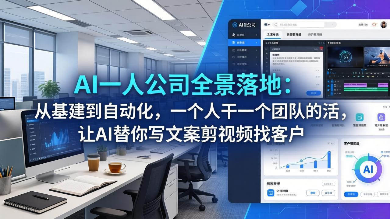AI一人公司全景落地：从基建到自动化，一个人干一个团队的活，让AI替你写文案剪视频找客户|小鸡网赚博客