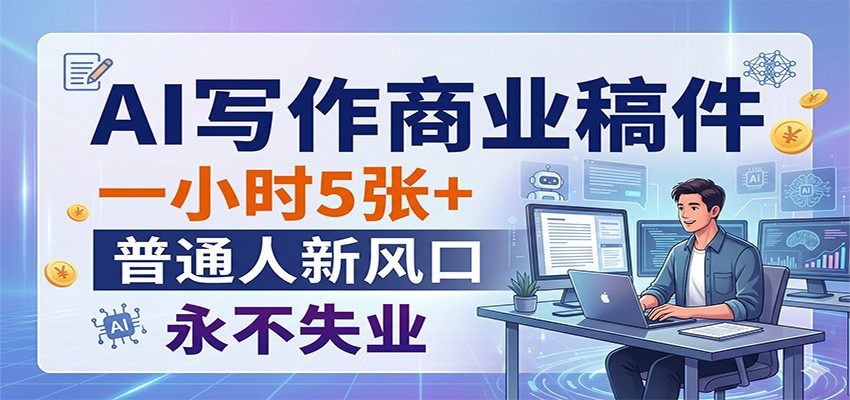AI写作商业稿件，一小时5张+，普通人新风口，永不失业|小鸡网赚博客