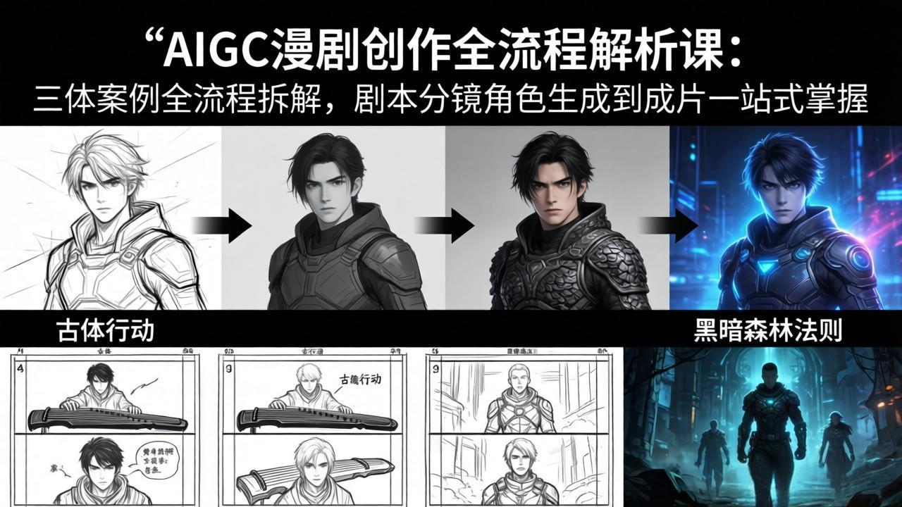 AIGC漫剧创作全流程解析课：三体案例全流程拆解，剧本分镜角色生成到成片一站式掌握|小鸡网赚博客