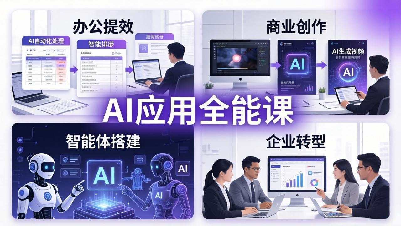 AIGC 应用全能课：办公提效、商业创作、智能体搭建、企业转型，一站式学会AI应用|小鸡网赚博客