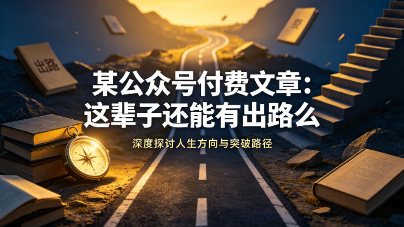 某公众号付费文章：这辈子还能有出路么|小鸡网赚博客