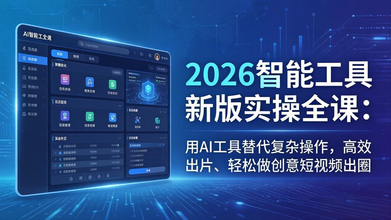 2026智能工具新版实操全课：用AI工具替代复杂操作，高效出片、轻松做创意短视频出圈|小鸡网赚博客
