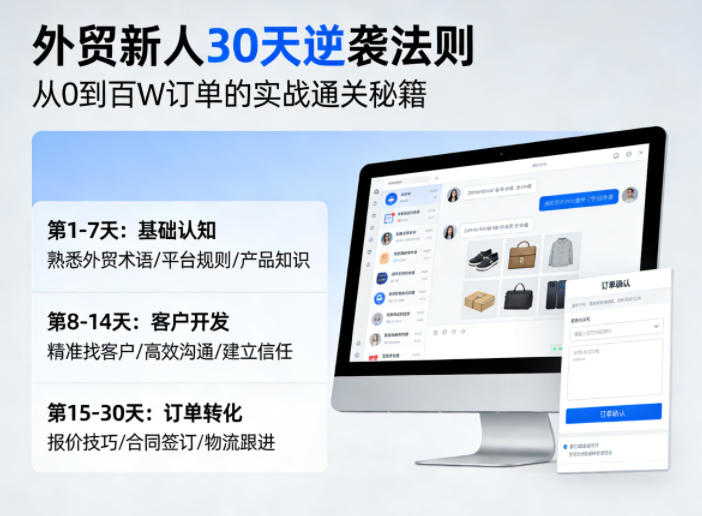 外贸新人30天逆袭法则，教你从0到百W订单的实战通关秘籍|小鸡网赚博客