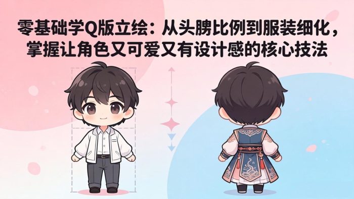零基础学Q版立绘：从头身比例到服装细化，掌握让角色又可爱又有设计感的核心技法|小鸡网赚博客