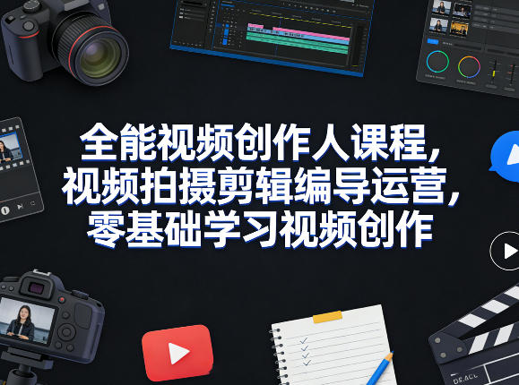 全能视频创作人课程，视频拍摄剪辑编导运营，零基础学习视频创作(更新2026年4月)|小鸡网赚博客