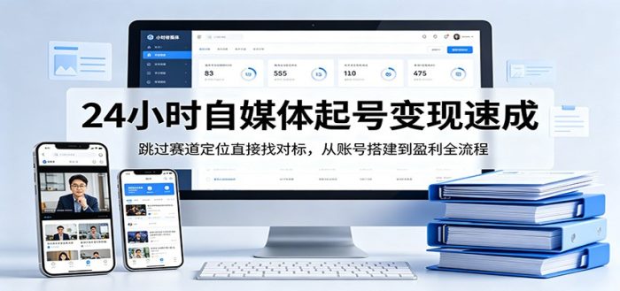 24小时自媒体起号变现速成，跳过赛道定位直接找对标，从账号搭建到盈利全流程|小鸡网赚博客