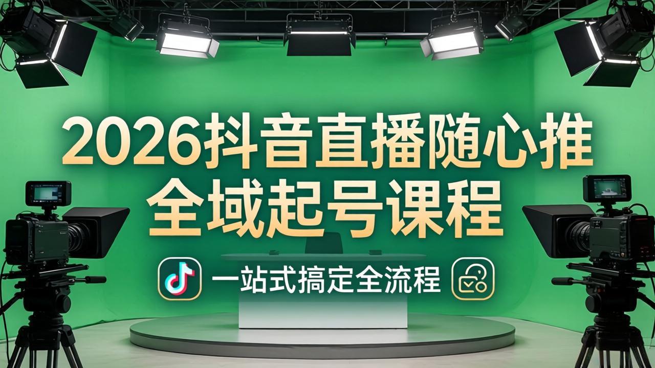 2026抖音直播随心推全域起号课程：一站式搞定直播起号、稳号、放量全流程(更新4月|小鸡网赚博客