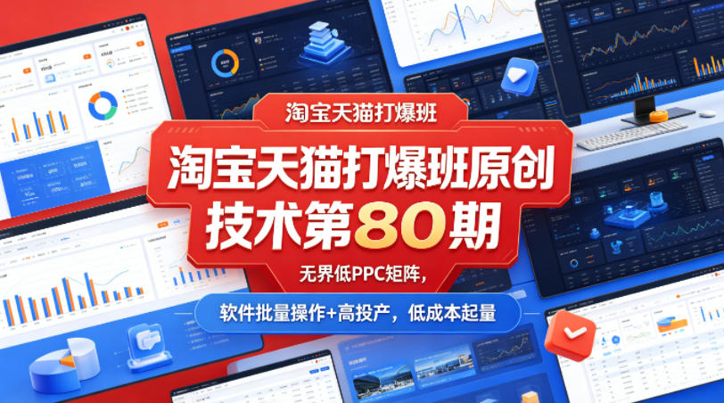淘宝天猫打爆班原创技术第80期，无界低PPC矩阵，软件批量操作+高投产，低成本起量|小鸡网赚博客