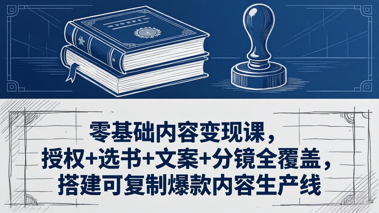 零基础内容变现课，授权+选书+文案+分镜全覆盖，搭建可复制爆款内容生产线|小鸡网赚博客