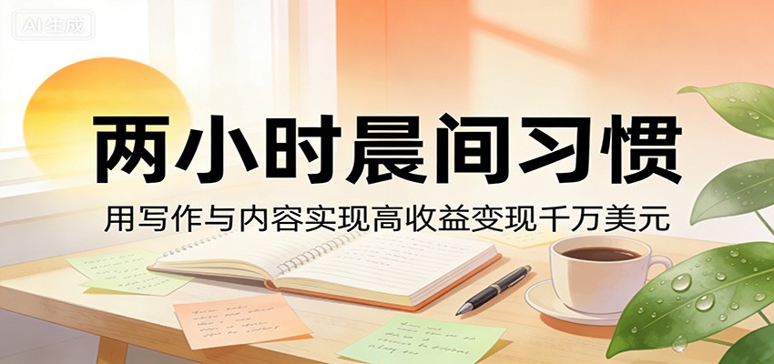 付费文章：两小时晨间习惯，用写作与内容实现高收益变现千万美元|小鸡网赚博客
