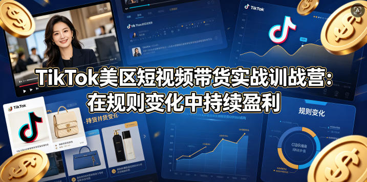 TikTok美区短视频带货实战训战营：在规则变化中持续盈利|小鸡网赚博客