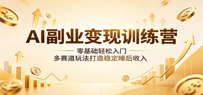 AI副业变现训练营：零基础轻松入门，多赛道玩法打造稳定睡后收入|小鸡网赚博客