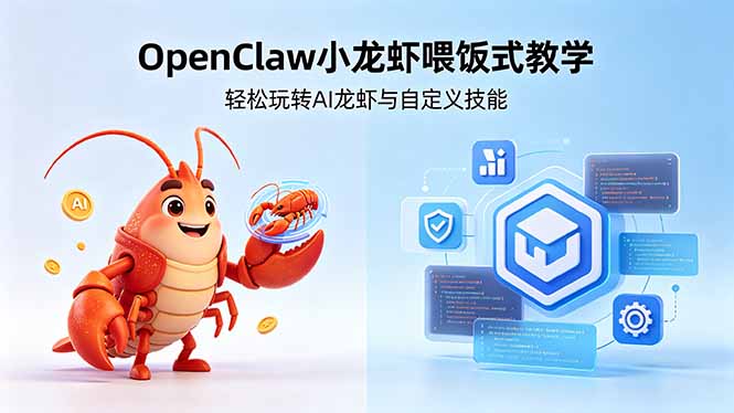 不用懂技术！OpenClaw小龙虾喂饭式教学，轻松玩转AI龙虾与自定义技能|小鸡网赚博客