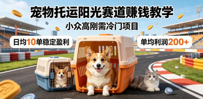 宠物托运阳光赛道賺钱教学，小众高刚需冷门项目，日均10单稳定盈利，单均利润200+|小鸡网赚博客