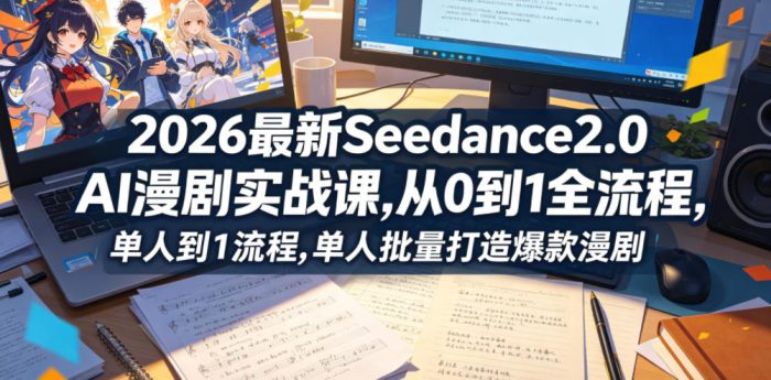 2026最新Seedance2.0 AI漫剧实战课,，从0到1全流程，单人批量打造爆款漫剧|小鸡网赚博客
