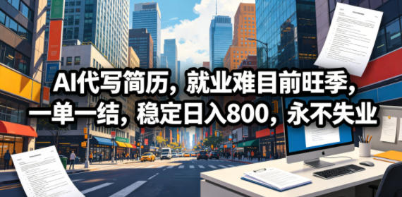 AI代写简历，就业难目前旺季，一单一结，稳定日入800，永不失业|小鸡网赚博客