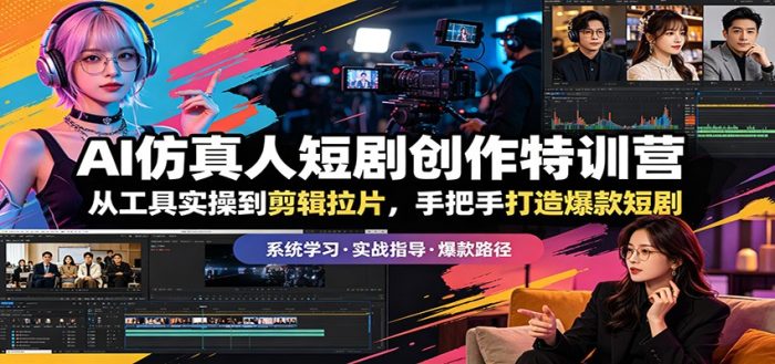 AI仿真人短剧创作特训营：从工具实操到剪辑拉片，手把手打造爆款短剧|小鸡网赚博客