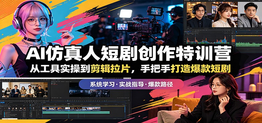 AI仿真人短剧创作特训营：从工具实操到剪辑拉片，手把手打造爆款短剧|小鸡网赚博客