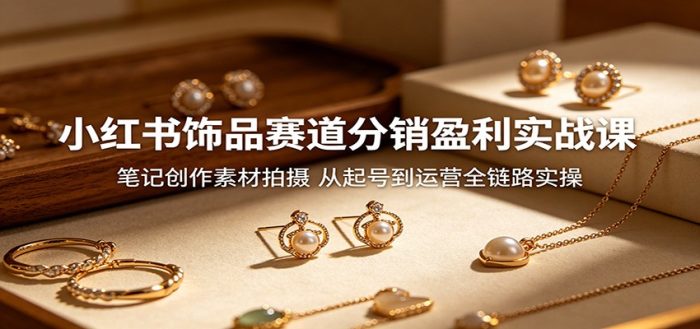 小红书饰品赛道分销盈利实战课：笔记创作素材拍摄，从起号到运营全链路实操|小鸡网赚博客