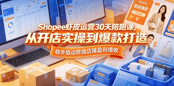 Shopee虾皮运营30天陪跑课,从开店实操到爆款打造,稳步撬动跨境店铺盈利增收|小鸡网赚博客
