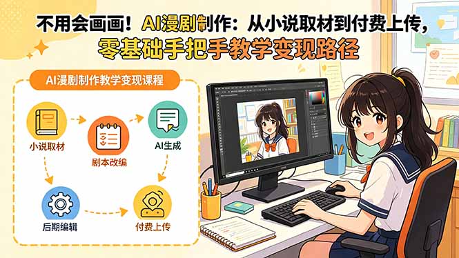 不用会画画！AI漫剧制作：从小说取材到付费上传，零基础手把手教学变现路径|小鸡网赚博客